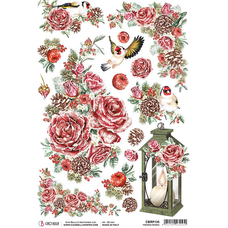 Frozen Roses - Ciao Bella Piuma Rice Paper A4 - 5 Pack
