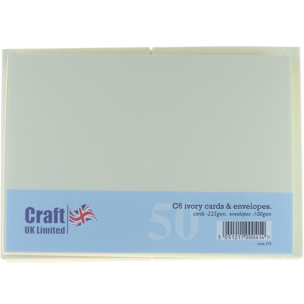 Craft UK C6 Ivry Cards Envelopes-50's