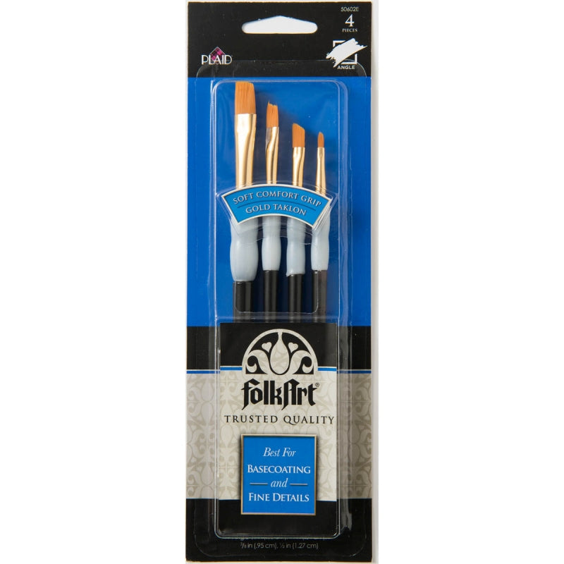Folkart Soft Grip Angular Brush Set - 4 Piece