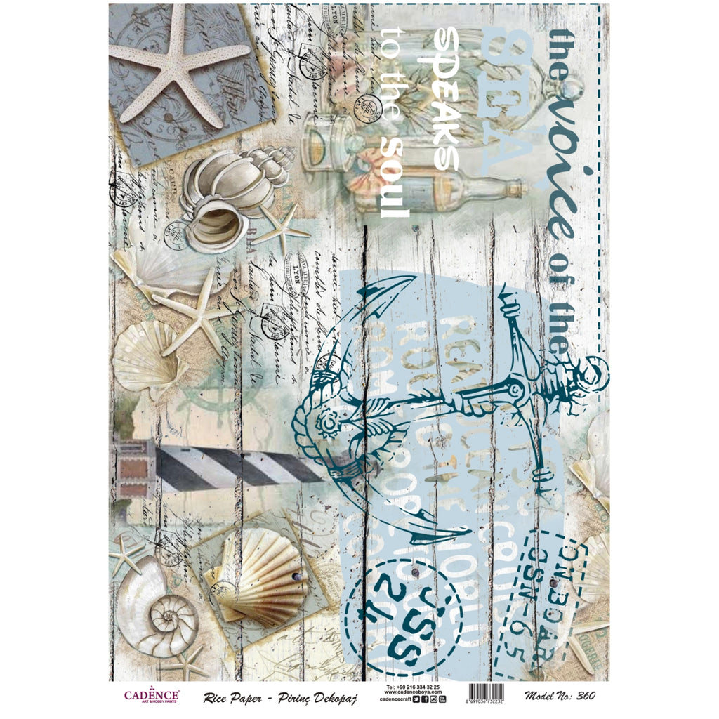 Cadence Rice Decoupage Paper - Voice Of The Sea
