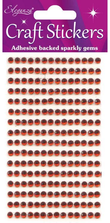 Stickers 4mm Gems Red Craft Stickers No.16 - 240 Pieces