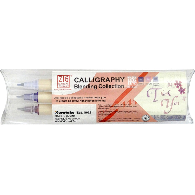 Kuretake Zig Memory Calligraphy X3 Elegance3 Colour Blending Set - Elegance