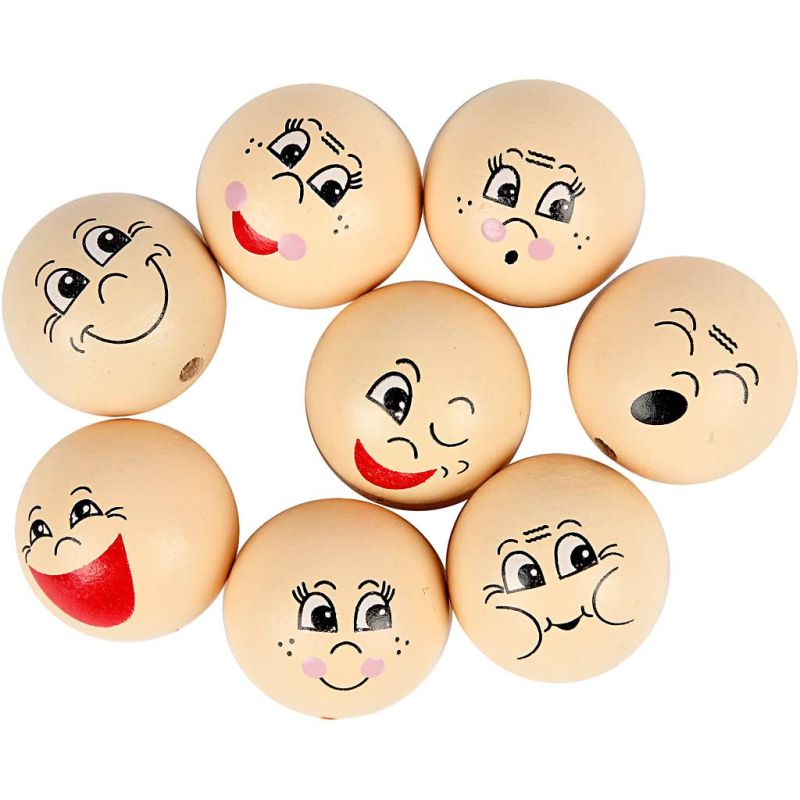Creativ Heads, D: 30mm, 16 Pieces Light Beige