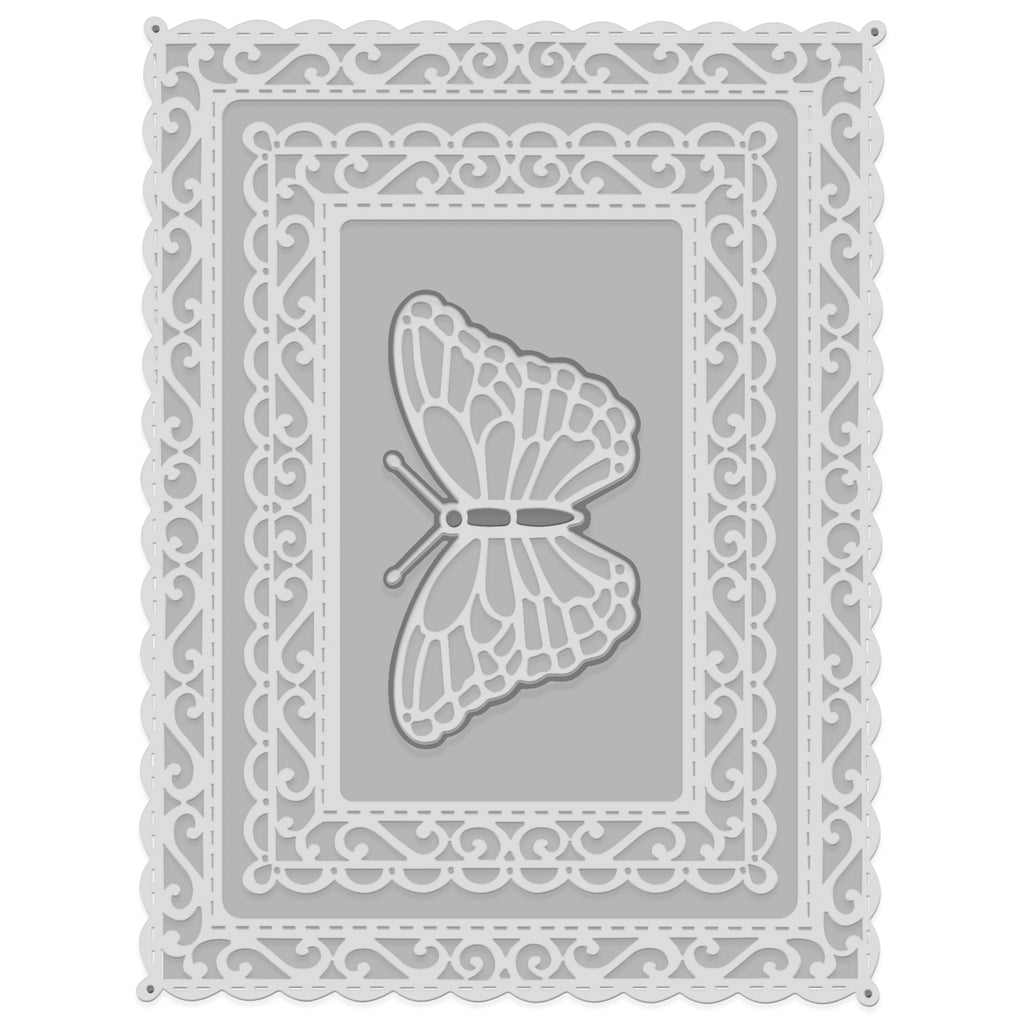 Swirl Frame With Butterflies - Sweet Dixie Cutting Die