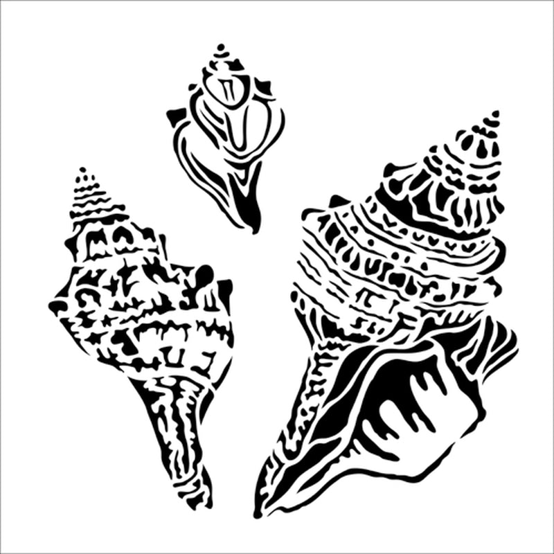 The Crafters Workshop 6x6 Stencil Conch Shells