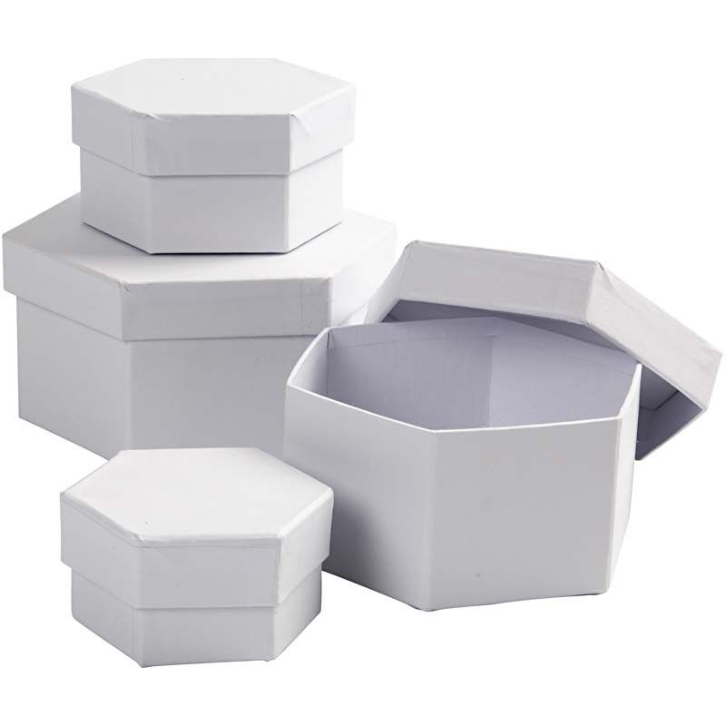 Creativ Hexagonal Boxes 4pieces White