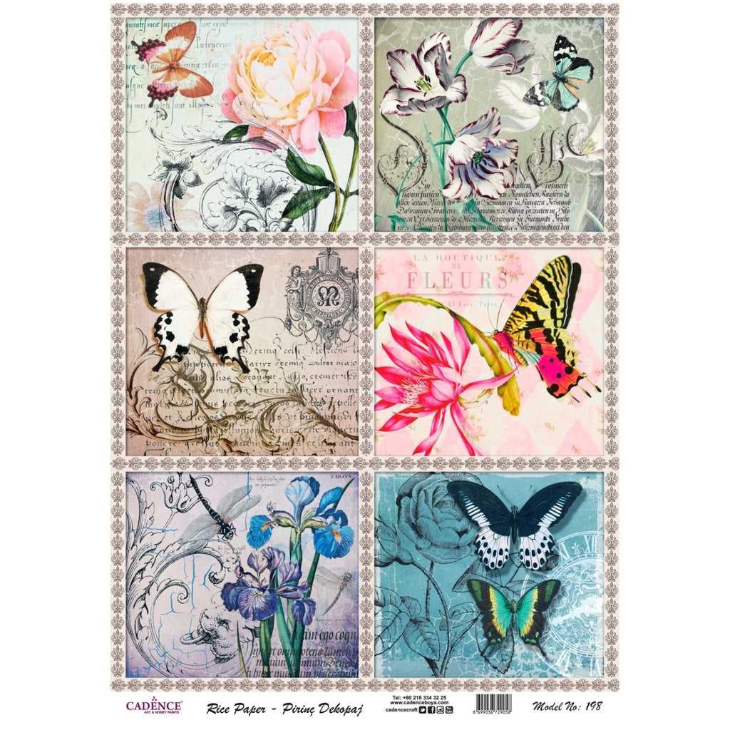 Cadence Rice Decoupage Paper - Flutterby Delight