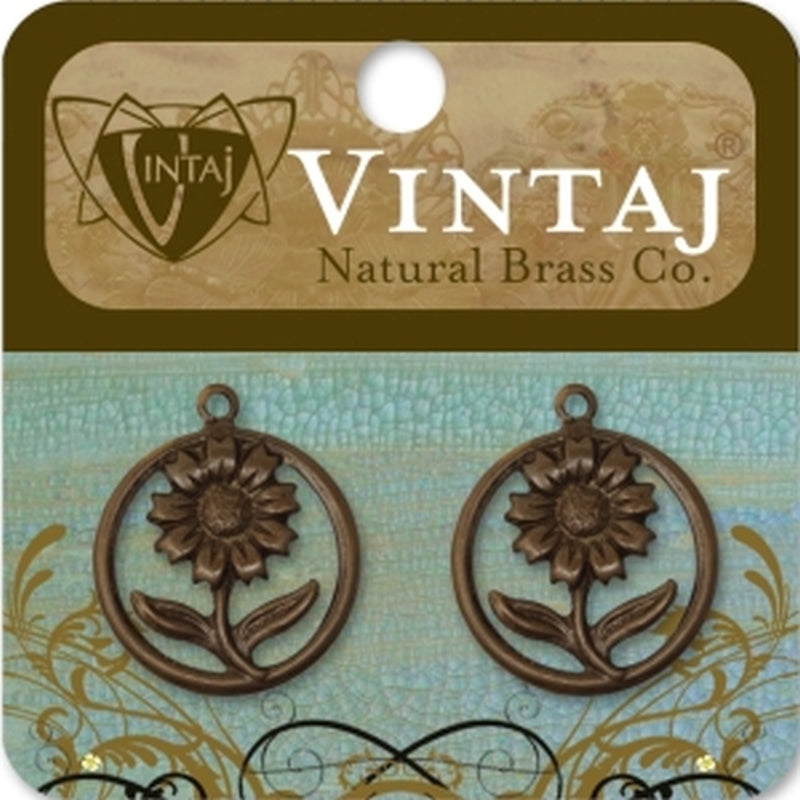 Vintaj Natural Brass Co. 16mm Sunflower Motif