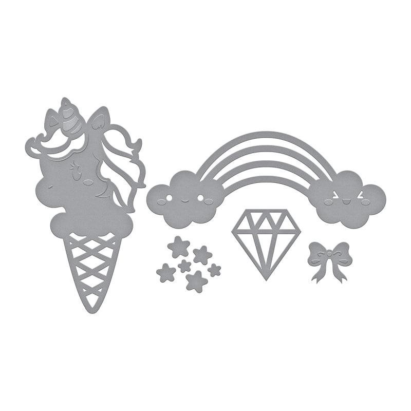 Spellbinders Unicorn & Rainbow Etched Die