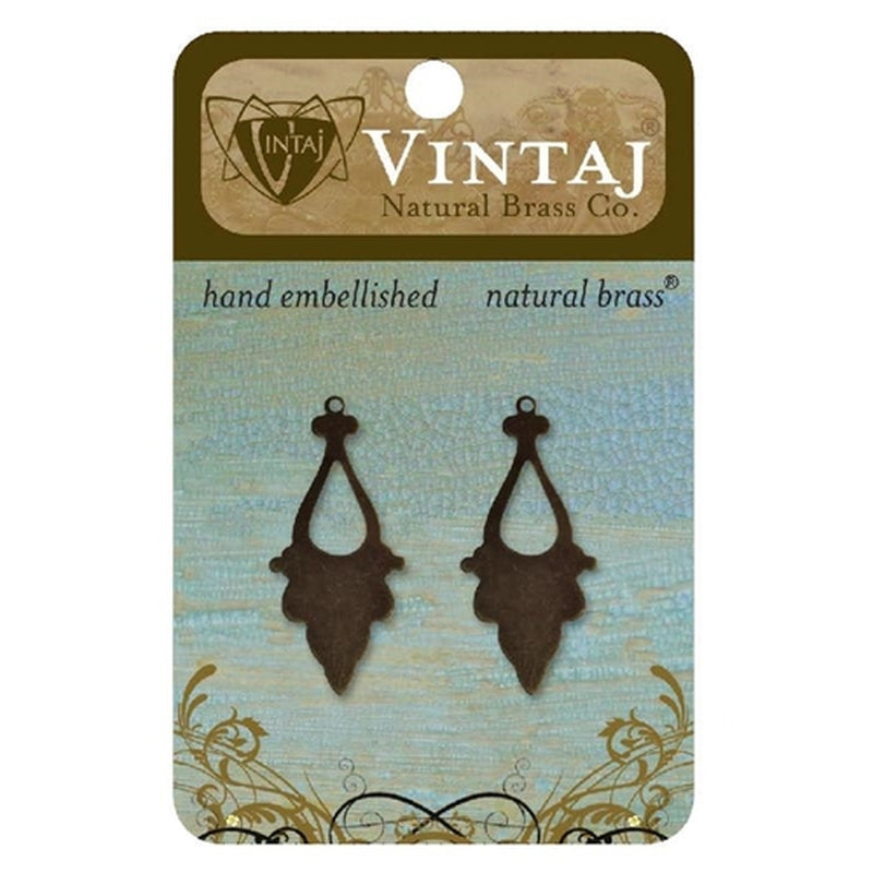 Vintaj Natural Brass Co. 34x15mm Open Georgian Drop