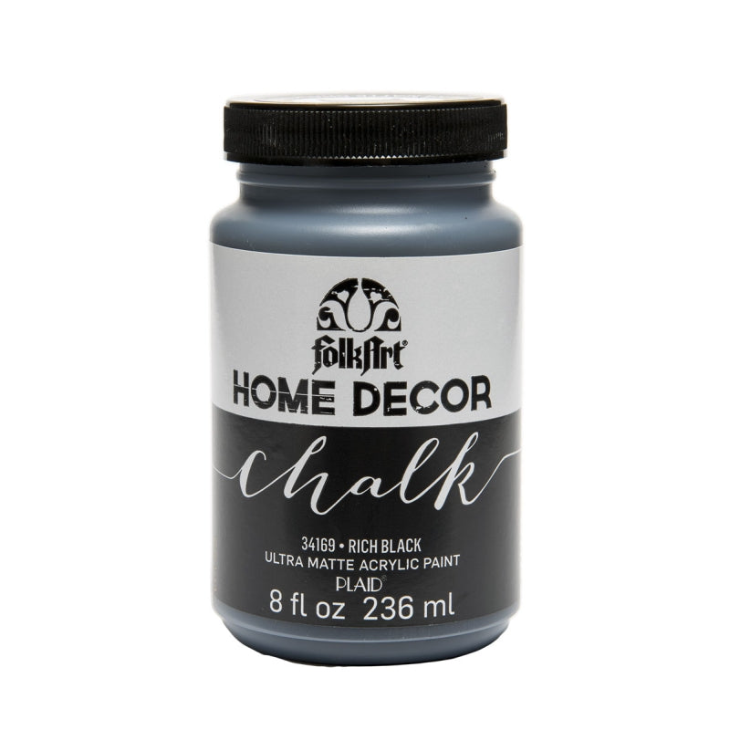 Rich Black Folkart Home Decor Chalk 8oz