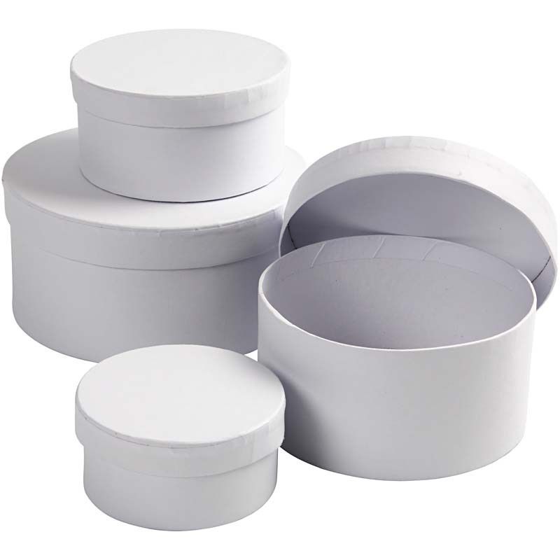 Creativ Round Boxes 4 Pieces White