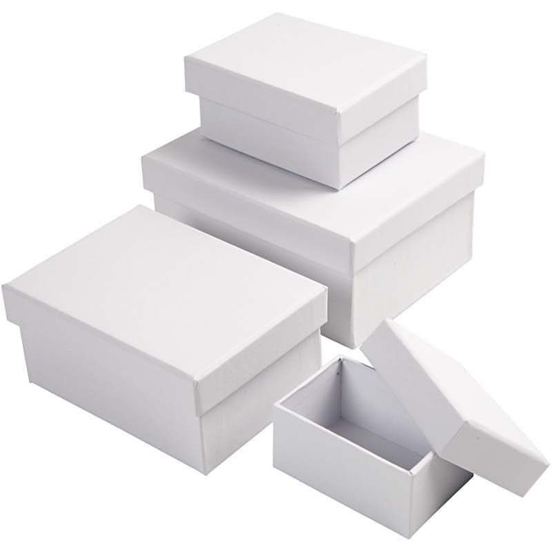 Creativ Rectangular Boxes 4 Pcs, White