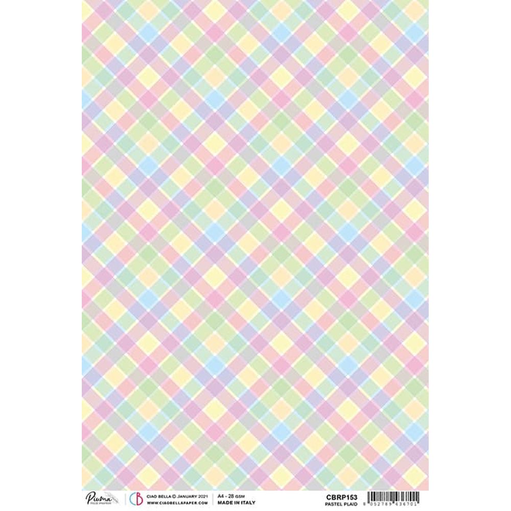 Pastel Plaid - Ciao Bella Piuma Rice Paper A4 - 5 Pack
