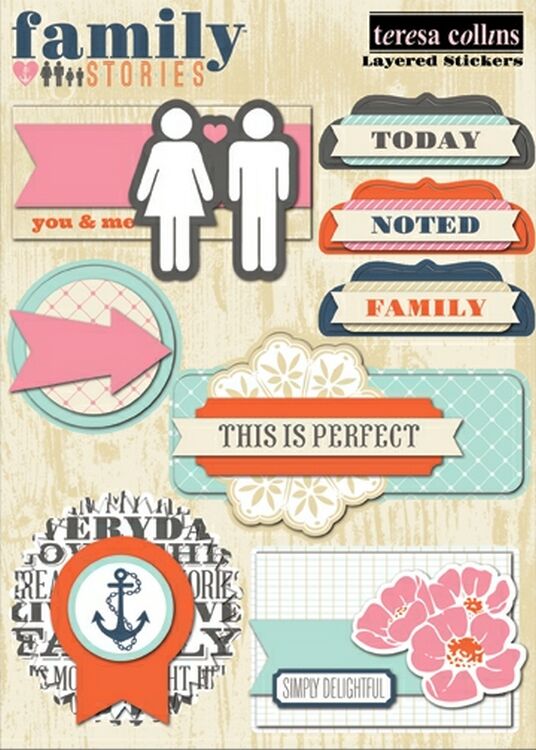 Teresa Collins Designs Family Stories Layered Stickers