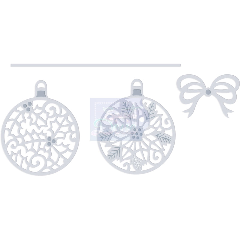 Sue Dix Holly & Poinsettia Baubles Sweet Dixie Cutting Die