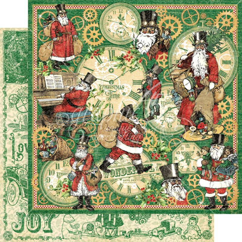 Graphic 45 Here Comes Santa Clause 12x12 Paper Packs Of 5 Sheets