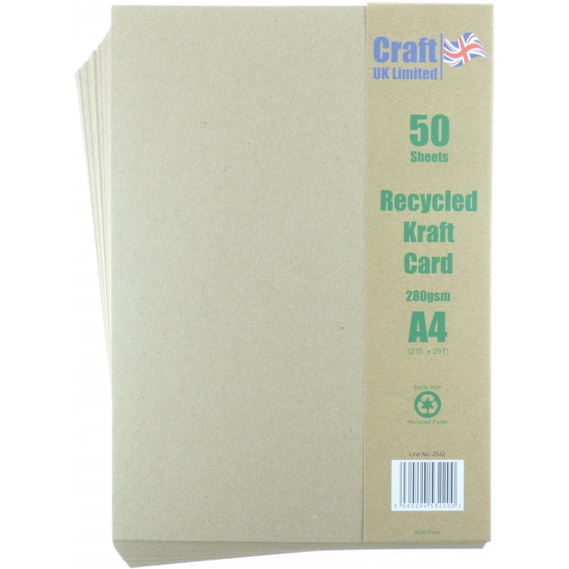 Craft UK A4 Brown Kraft Card - 50