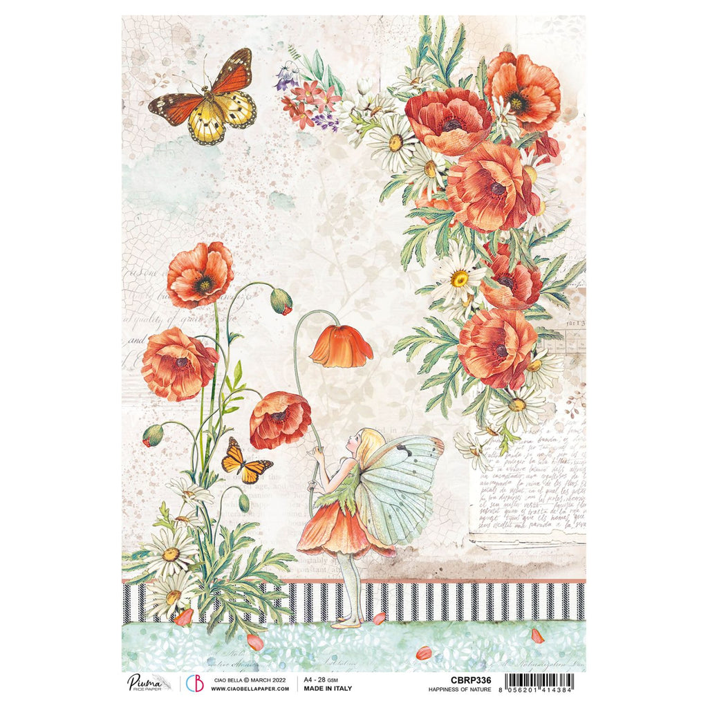 Happiness Of Nature - Ciao Bella Piuma Rice Paper A4 - 5 Pack
