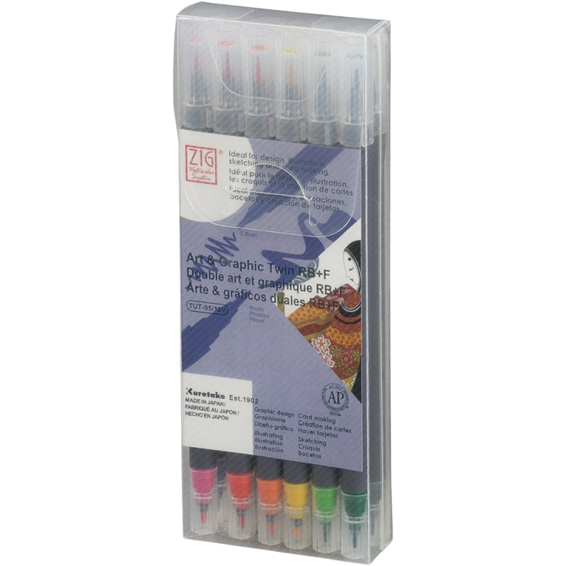 Kuretake Zig Art & Graphic Twin Rbf X12 Basi12 Colour Set (basic Colour)