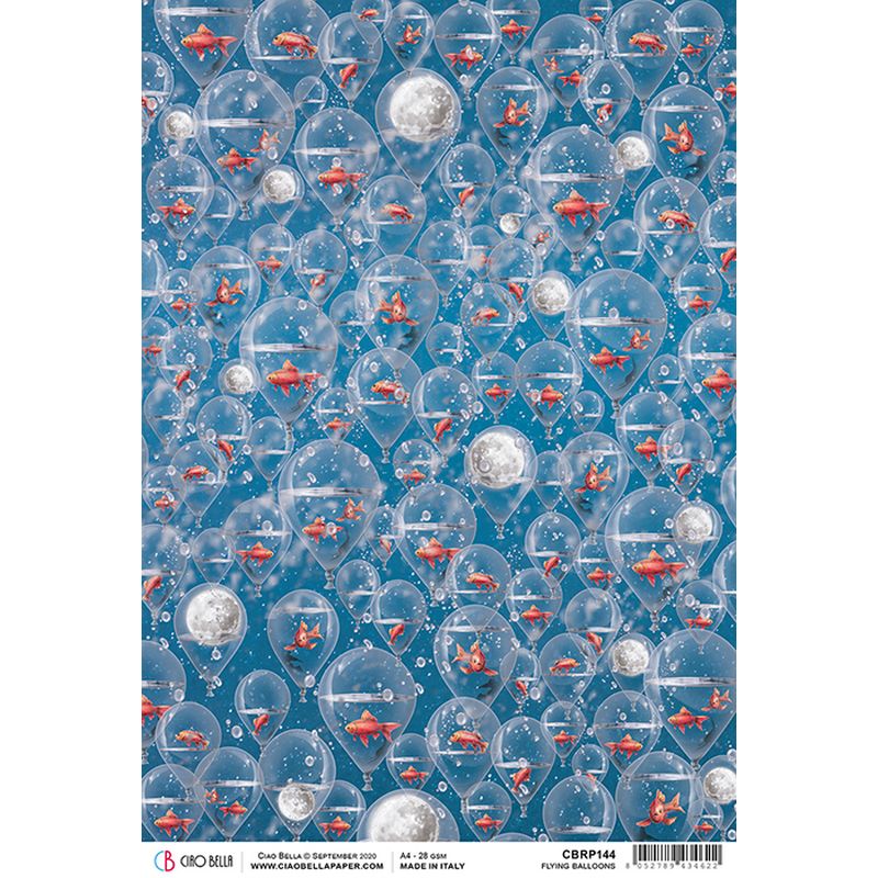 Flying Balloons - Ciao Bella Piuma Rice Paper A4 - 5 Pack