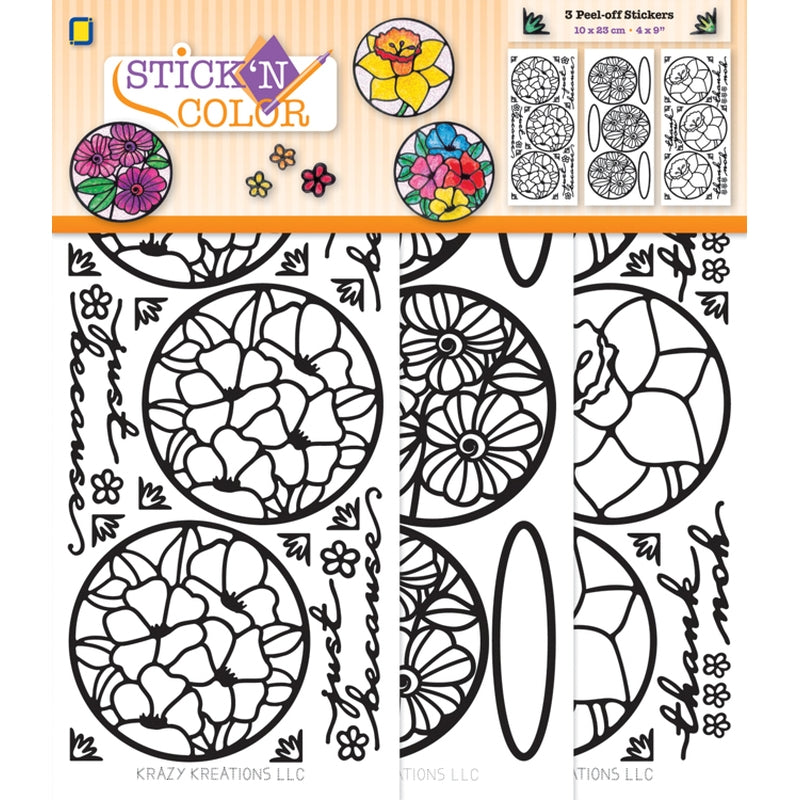 Flower Circle Frame Stick N Colour 3 Peel-off Stickers