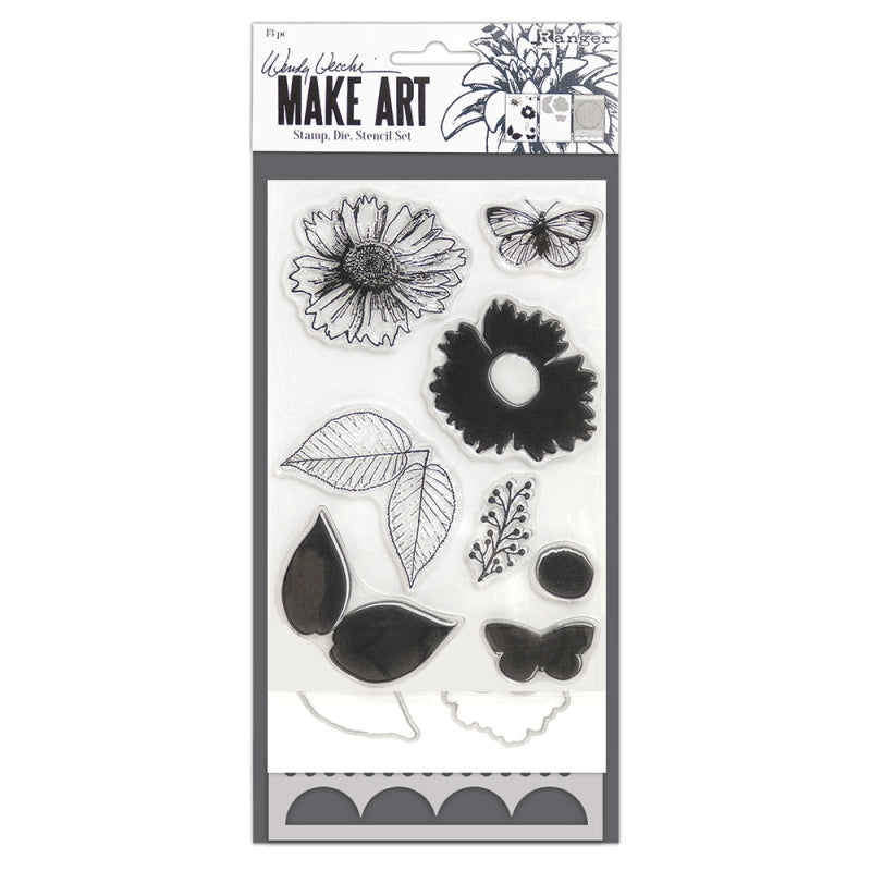 Ranger Stamp Die Stencil Set Country Flowers