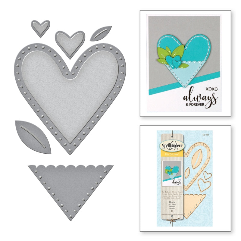 Spellbinders Die D-lites Hearts Etched Dies
