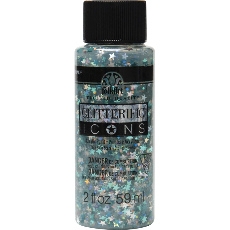 Blue Stars Folkart Glitterific Icons - 2oz