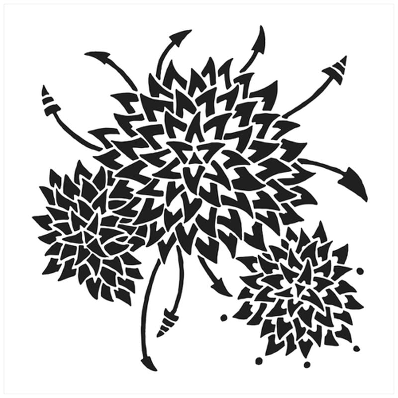 The Crafters Workshop 12x12 Stencil Dahlia Trio