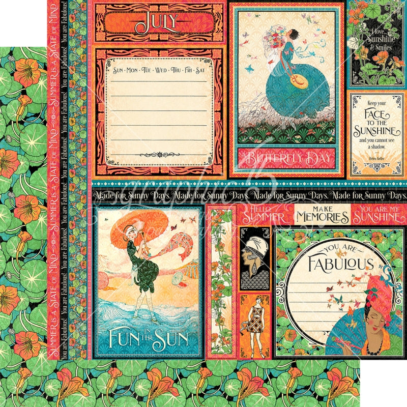 Graphic 45 July 12x12 Paper Packs Of 5 Sheets