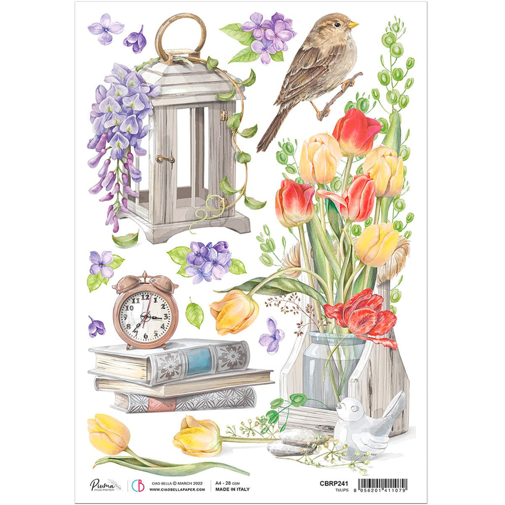 Sparrow Hill Tulips - Ciao Bella Piuma Rice Paper A4 - 5 Pack