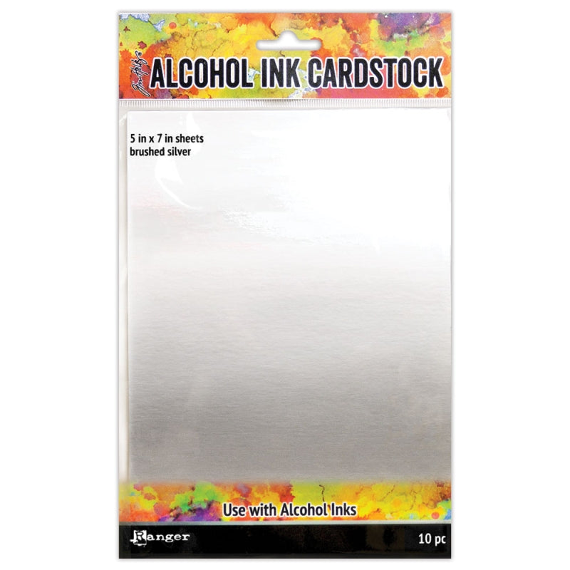 Ranger Alcohol Ink Cardstock- Brushed Silver 5" X 7" 10 Sheets
