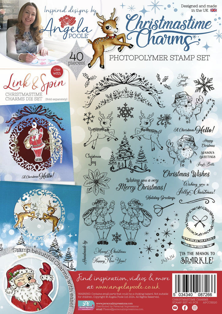Angela Poole Christmas Time Charms A4 Photopolymer Stamp Set