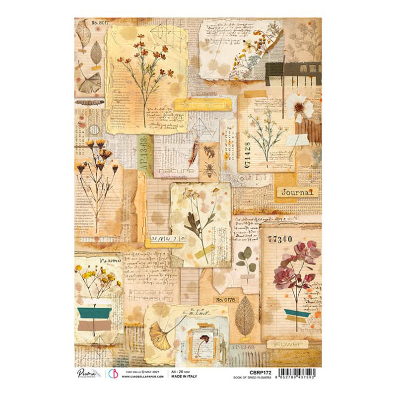 Book Of Dried Flowers - Ciao Bella Piuma Rice Paper A4 - 5 Pack