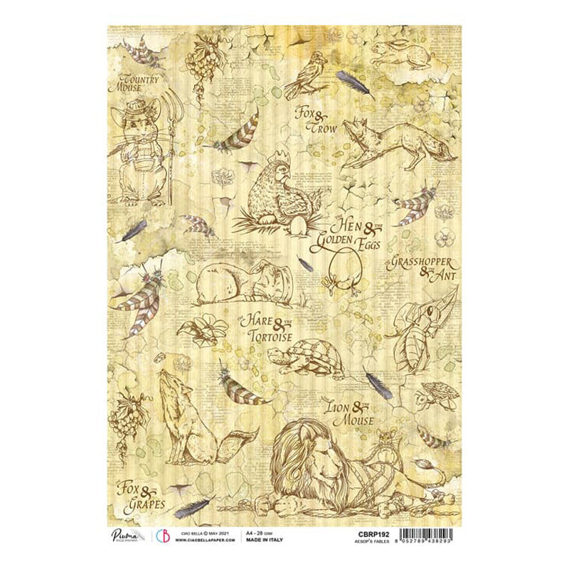 Aesop's Fables - Ciao Bella Piuma Rice Paper A4 - 5 Pack