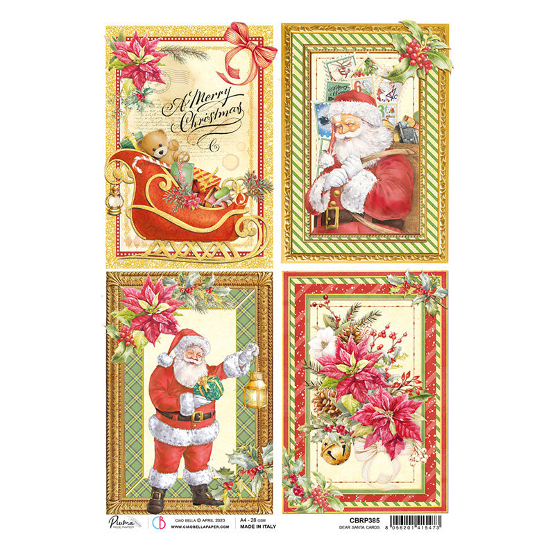 Dear Santa Cards - Ciao Bella Piuma Rice Paper A4 - 5 Pack