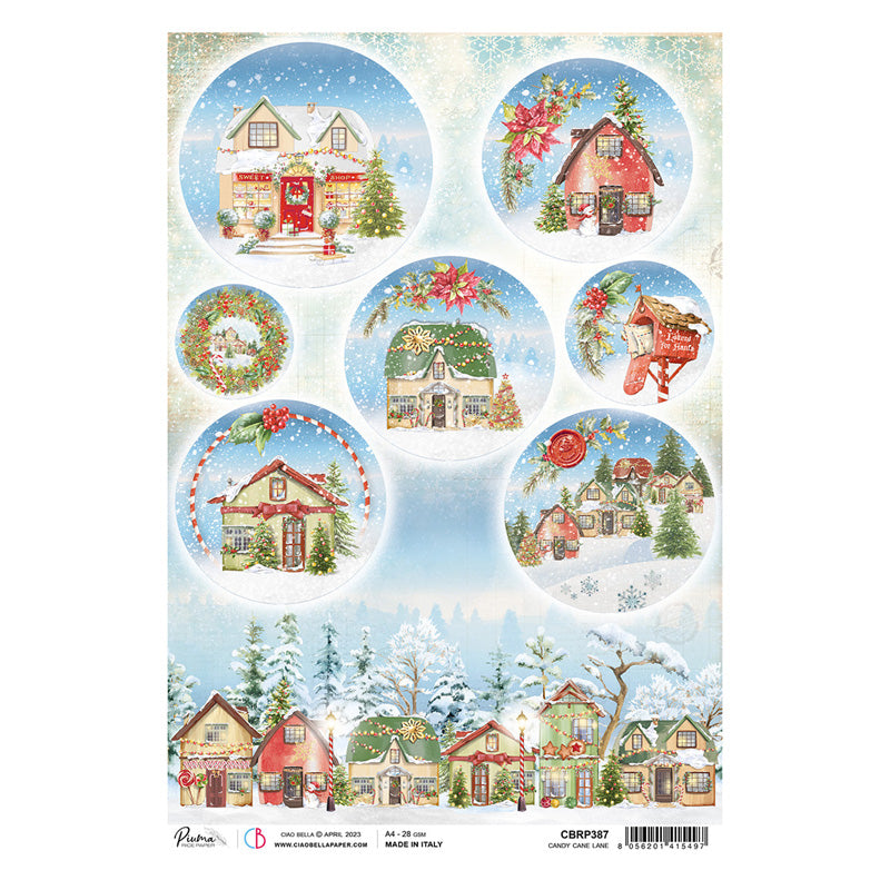 Candy Cane Lane - Ciao Bella Piuma Rice Paper A4 - 5 Pack