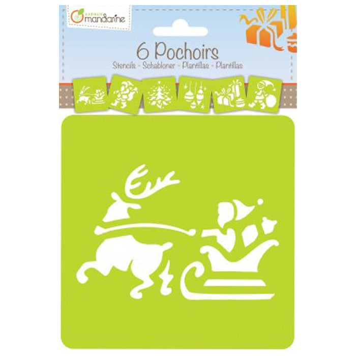 Set Of 6 Assorted Stencils Christmas Pack Of 3