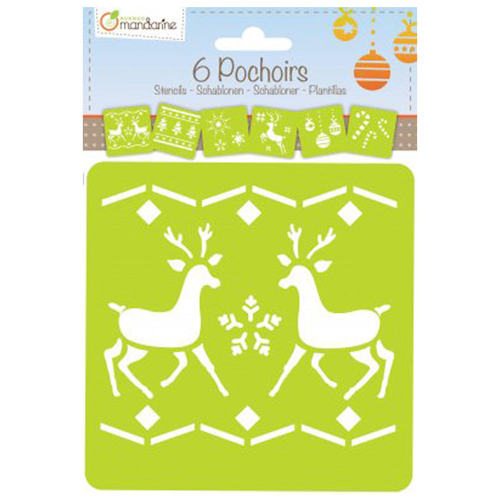 Set Of 6 Stencils, Christmas 2 Pack Of 3