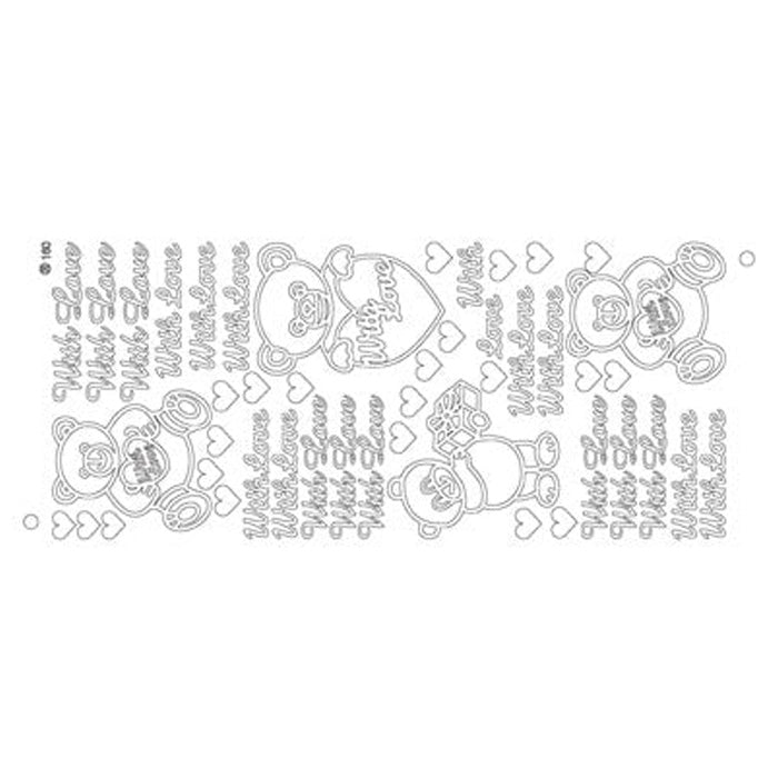 With Love- Pack Of 10 Silver On Silver Peel Offs