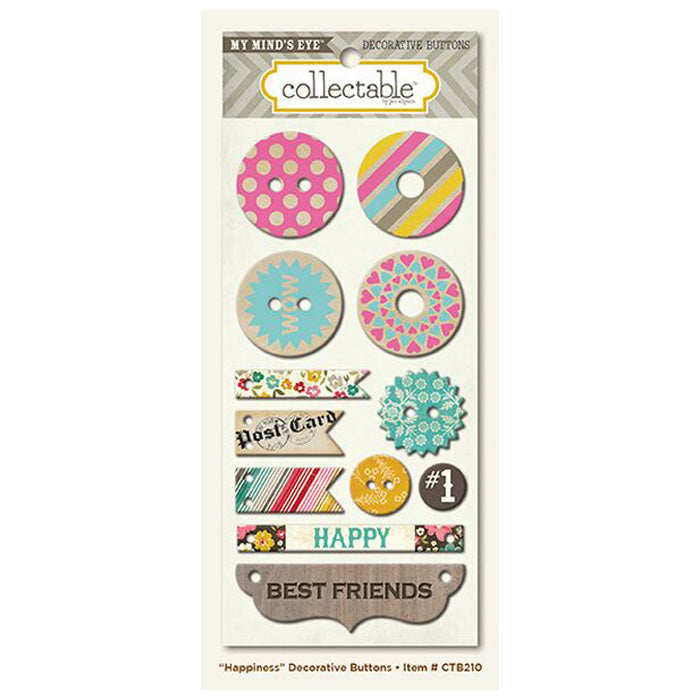 My Minds Eye Happiness Decorative Buttons Single Sets
