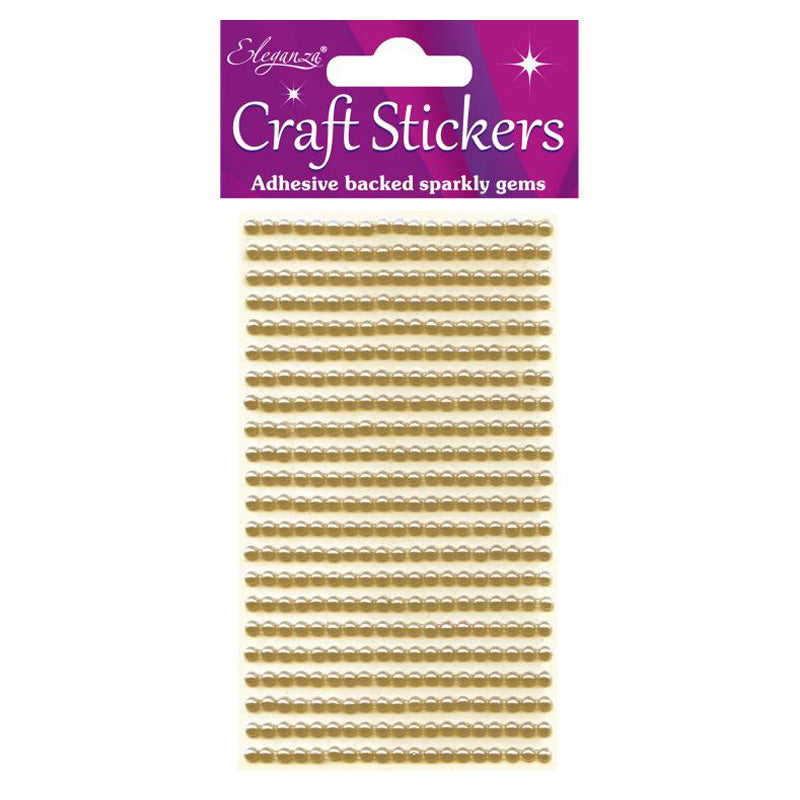 3mm Pearls Gold Craft Stickers No.35 - 418 Pieces