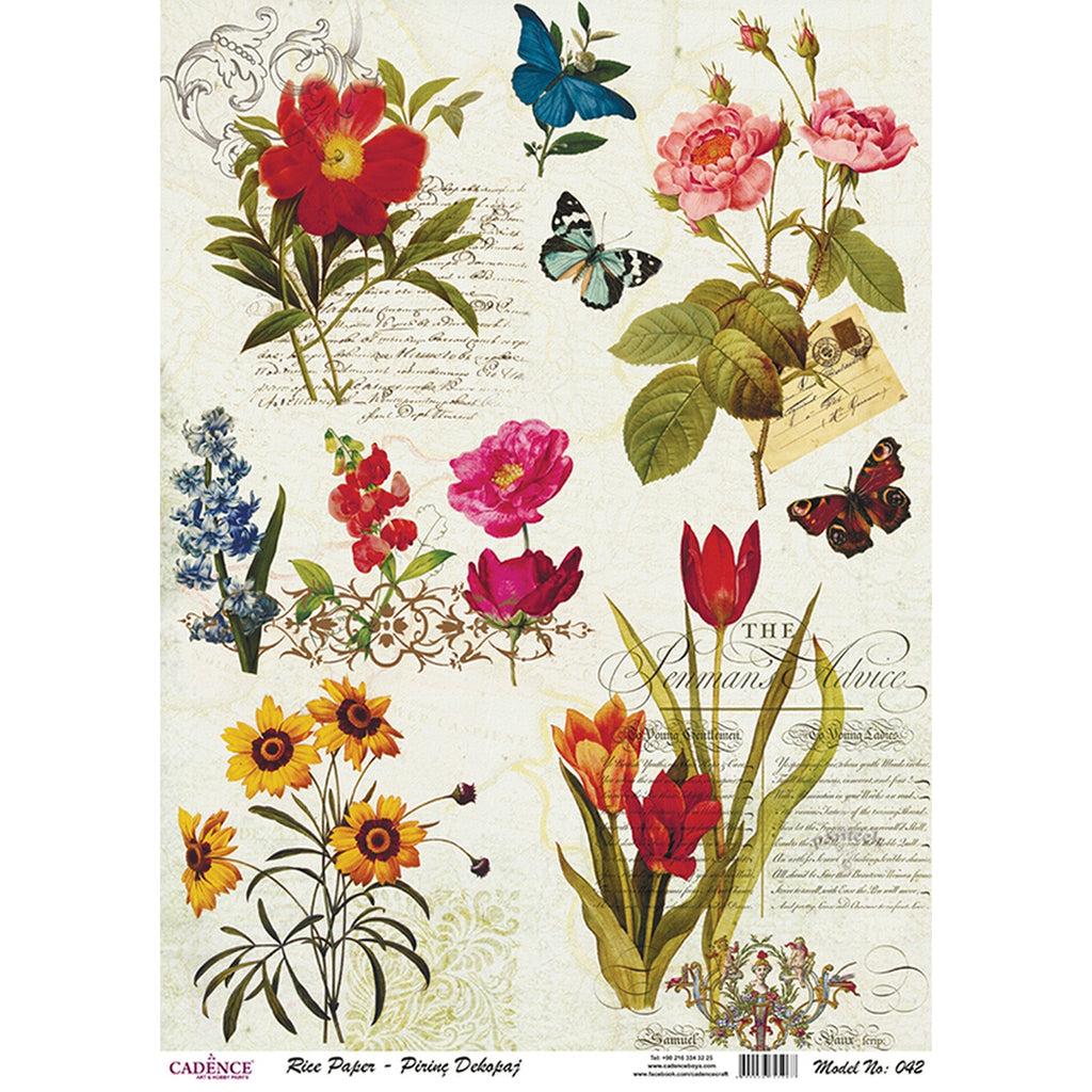 Cadence Rice Decoupage Paper - Victorian Botanical