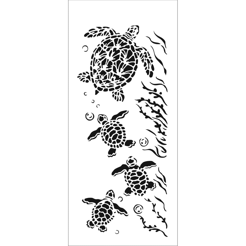 The Crafters Workshop 4x9 Slimline Stencil Sea Turtle Family