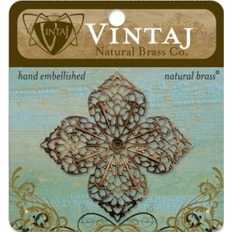 Vintaj Natural Brass Co. 59mm Clover Petal Filigree