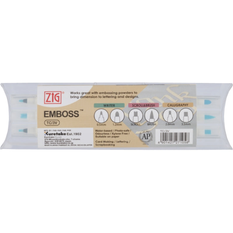 Kuretake Zig Emboss Twin Tip X3 Assorted3 Pcs. Set