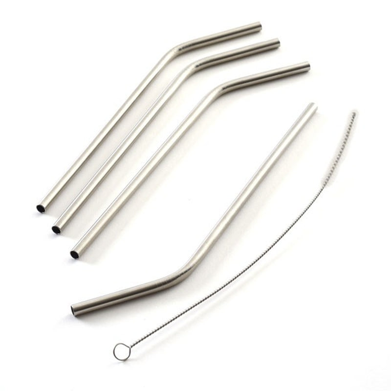 Norpro 4 Stainless Steel Straws With 2 Cleaning Brushes