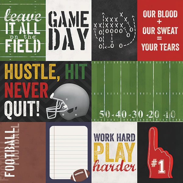 Simple Stories 3x4&4x6 Journaling Card Elements Football Packs Of 10 Sheets
