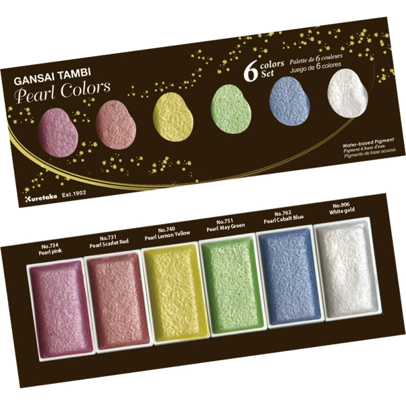 Kuretake Gansai Tambi Pearl 6 Colour Set - pearl